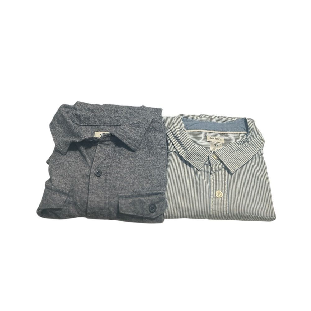 Lot Boys Blue Long Sleeve Casual Shirt Sz L (10/12)